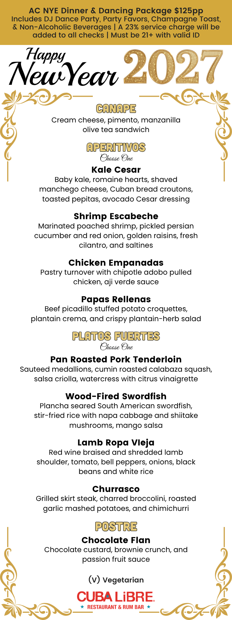 AC NYE menu