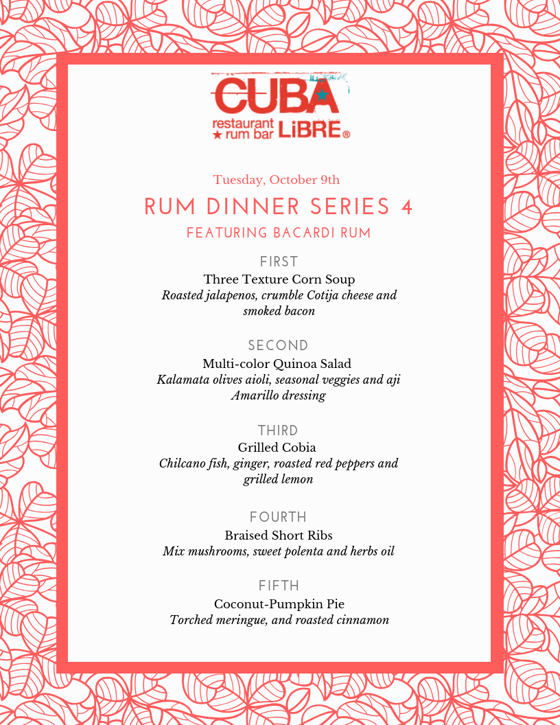 Rum Dinner #4 Menu